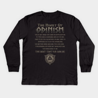 The Heart Of Odinism Norse Mythology God Valkyrie Valhalla Viking Raven Thor Shirt Kids Long Sleeve T-Shirt